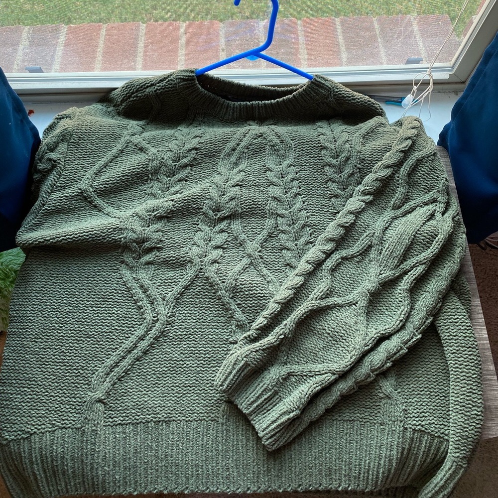 Forest Green Chunky Knit Sweater